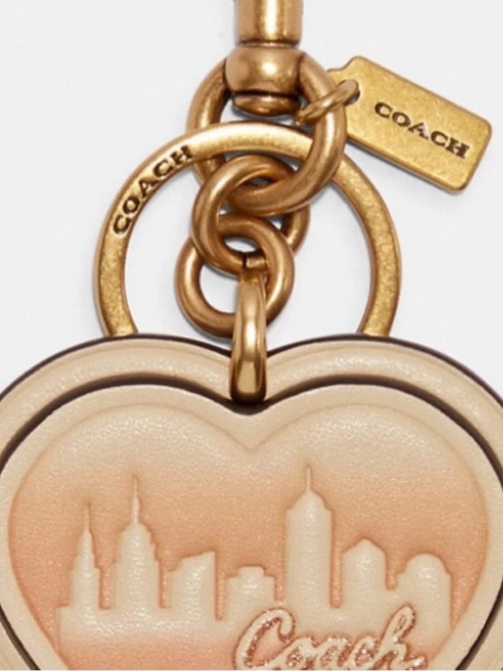 Coach X Jennifer Lopez Heart Bag Charm City New York Skyline Purse keychain Clip
